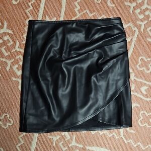 Fashion Nova Black Pleather Mini Skirt Size Small